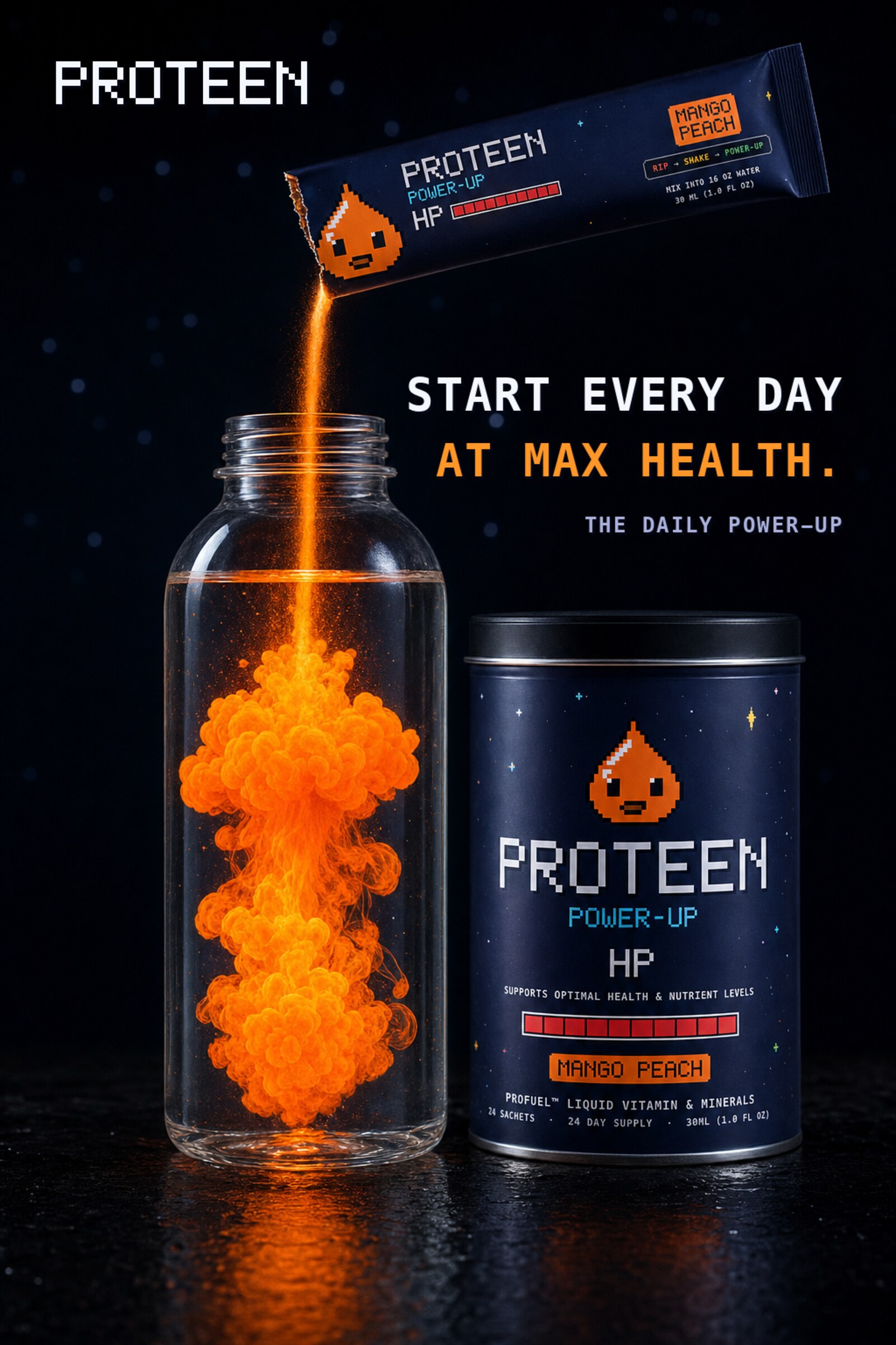 Proteen magazine ad — Start every day at Max Health